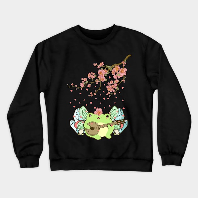 Fairycore Aesthetic Fairy Frog Cherry Blossom Crewneck Sweatshirt by Alex21